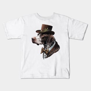 German shorthaired pointer with top hat Kids T-Shirt